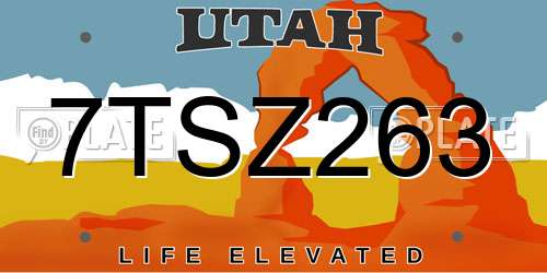7TSZ263 Utah License Plate