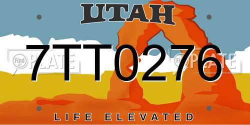 7TT0276 Utah License Plate