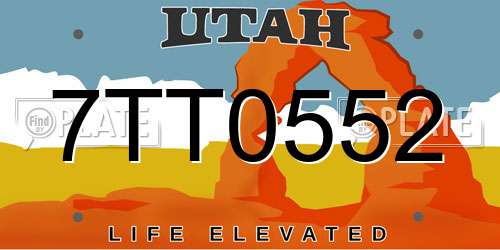 7TT0552 Utah License Plate