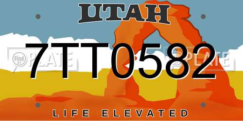 7TT0582 Utah License Plate