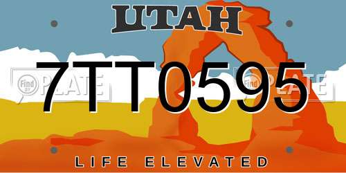 7TT0595 Utah License Plate