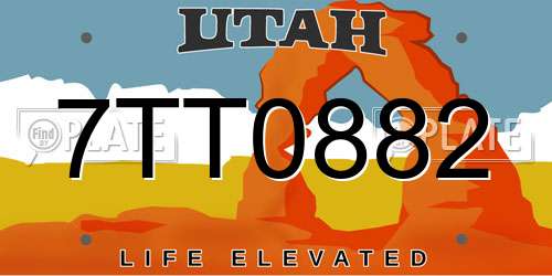 7TT0882 Utah License Plate