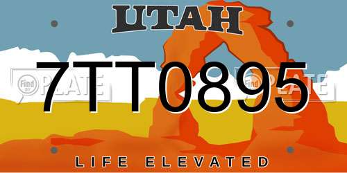7TT0895 Utah License Plate