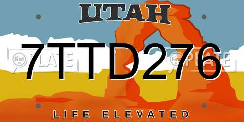 7TTD276 Utah License Plate