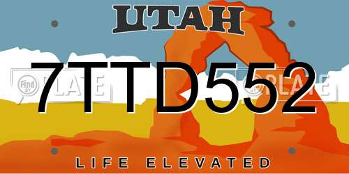 7TTD552 Utah License Plate