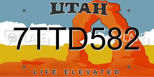 7TTD582 Utah License Plate