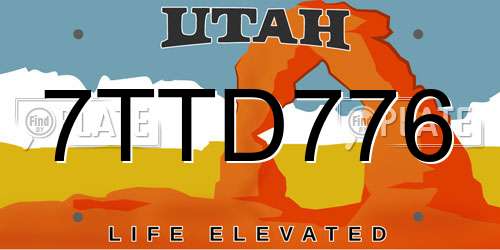 7TTD776 Utah License Plate