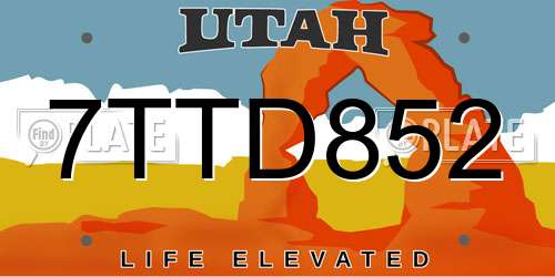 7TTD852 Utah License Plate