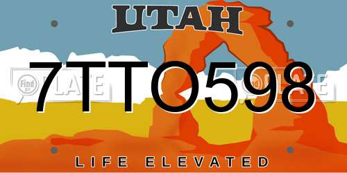 7TTO598 Utah License Plate