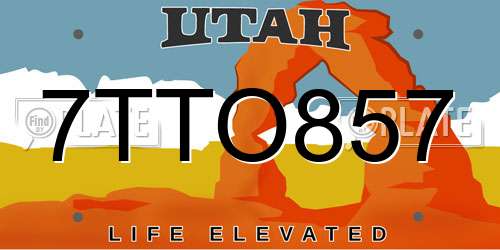 7TTO857 Utah License Plate
