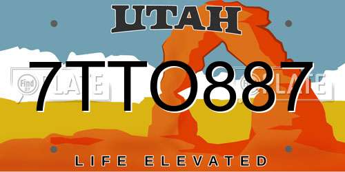 7TTO887 Utah License Plate