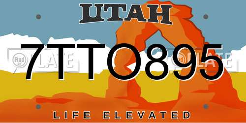 7TTO895 Utah License Plate