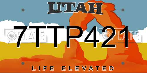 7TTP421 Utah License Plate