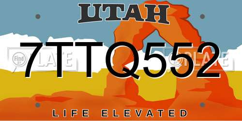 7TTQ552 Utah License Plate