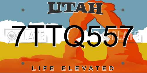 7TTQ557 Utah License Plate