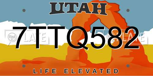 7TTQ582 Utah License Plate