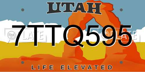 7TTQ595 Utah License Plate