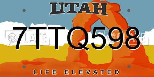 7TTQ598 Utah License Plate