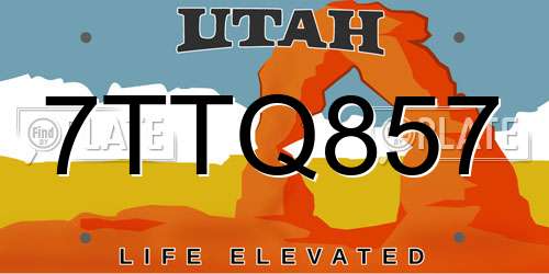 7TTQ857 Utah License Plate