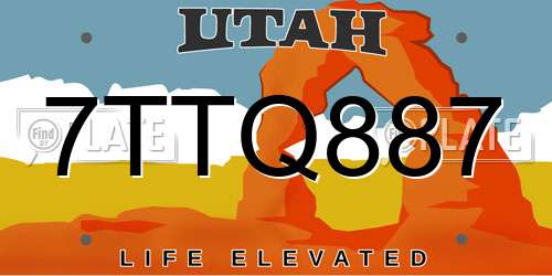 7TTQ887 Utah License Plate
