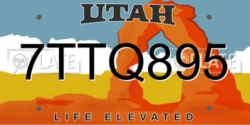 7TTQ895 Utah License Plate
