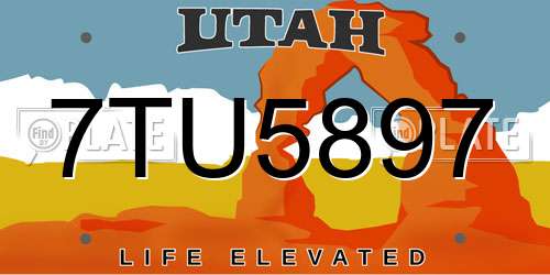 7TU5897 Utah License Plate