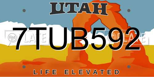 7TUB592 Utah License Plate