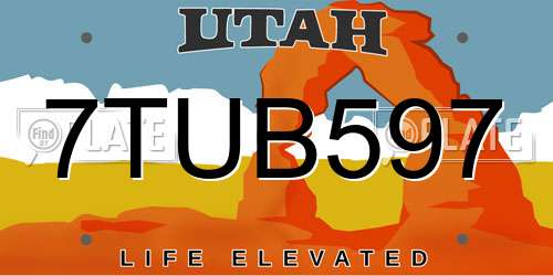 7TUB597 Utah License Plate