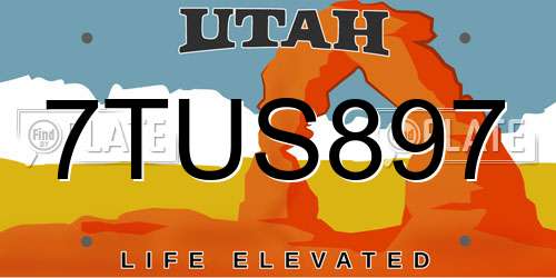 7TUS897 Utah License Plate