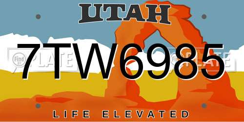 7TW6985 Utah License Plate