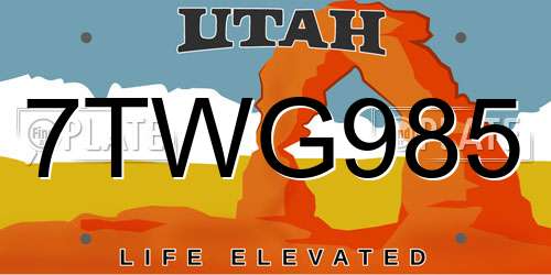 7TWG985 Utah License Plate