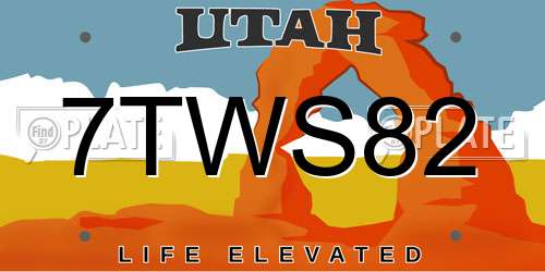 7TWS82 Utah License Plate