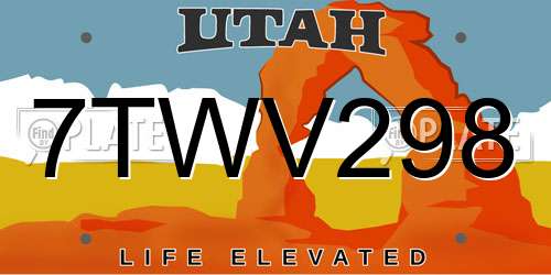 7TWV298 Utah License Plate