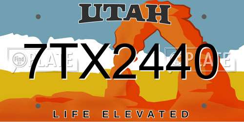 7TX2440 Utah License Plate
