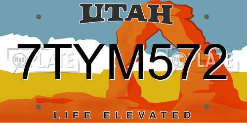 7TYM572 Utah License Plate