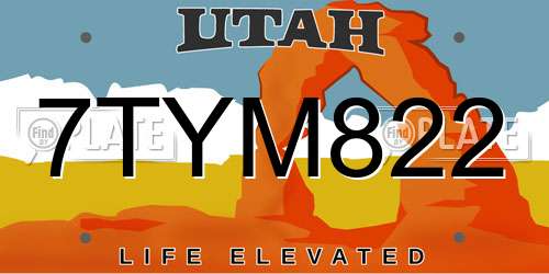 7TYM822 Utah License Plate