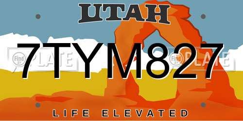 7TYM827 Utah License Plate