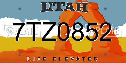 7TZ0852 Utah License Plate