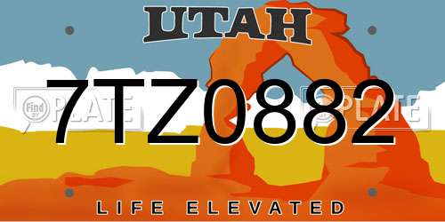 7TZ0882 Utah License Plate