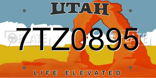 7TZ0895 Utah License Plate
