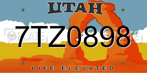 7TZ0898 Utah License Plate