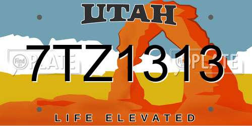 7TZ1313 Utah License Plate