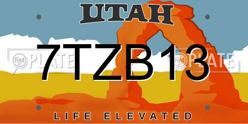 7TZB13 Utah License Plate