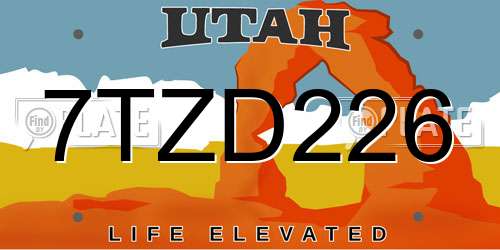 7TZD226 Utah License Plate