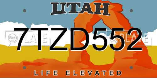 7TZD552 Utah License Plate
