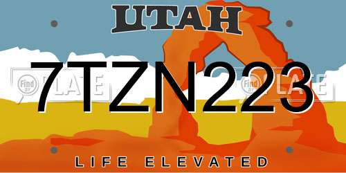 7TZN223 Utah License Plate