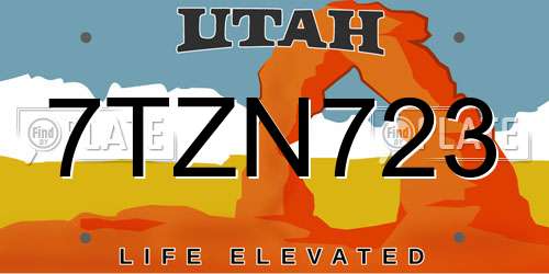 7TZN723 Utah License Plate