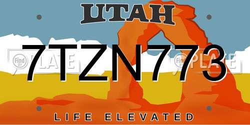 7TZN773 Utah License Plate