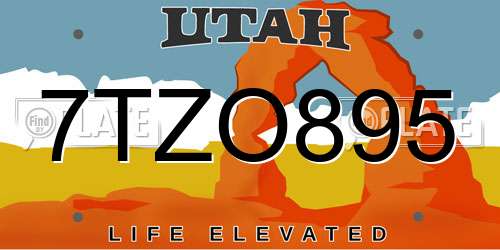 7TZO895 Utah License Plate