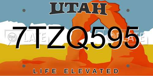 7TZQ595 Utah License Plate